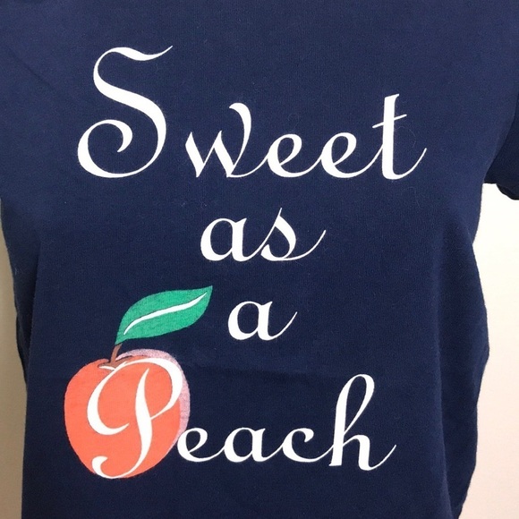 Draper James Sweet As A Peach Graphic T-shirt Navy - Picture 3 of 6
